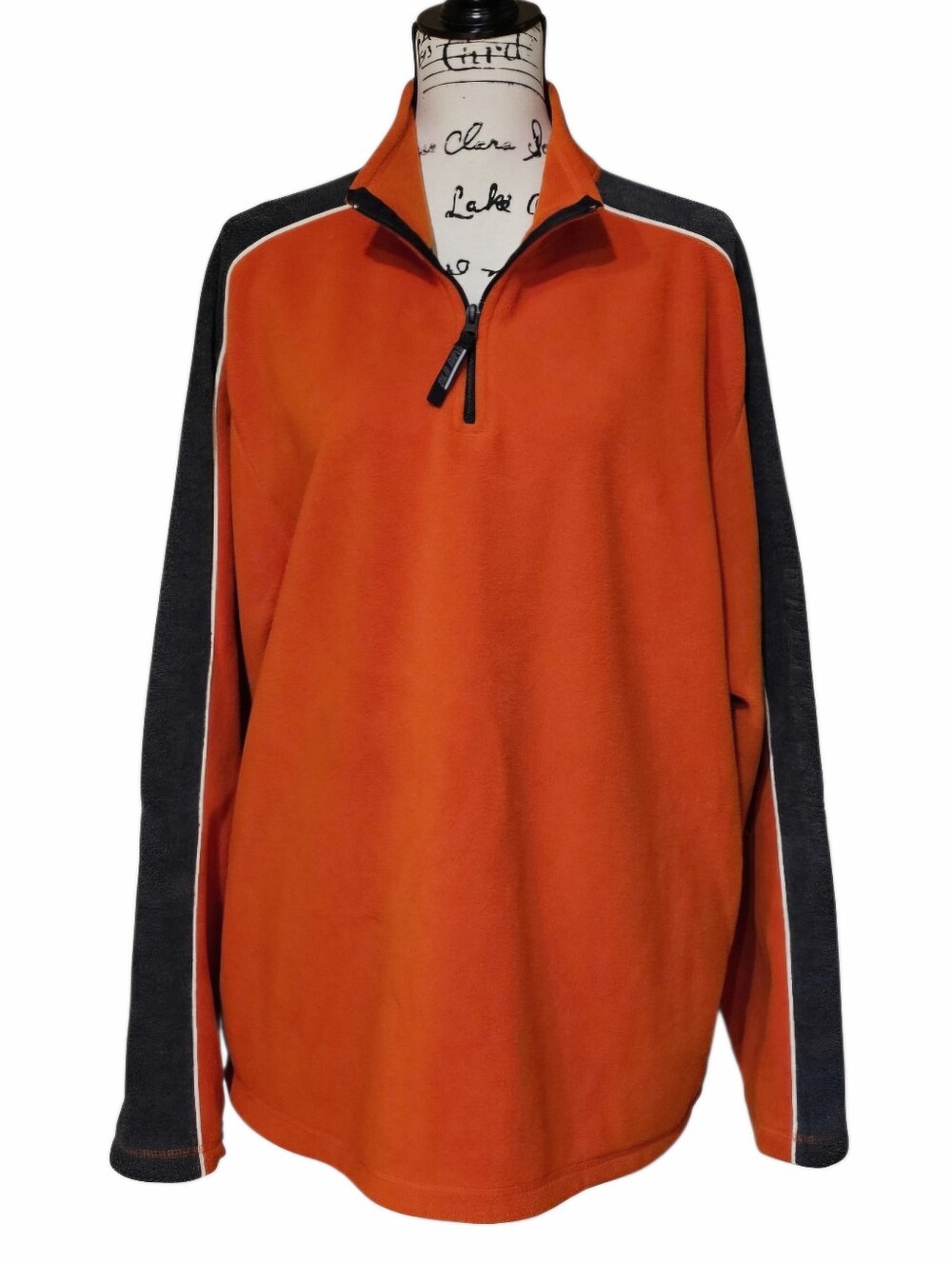 Old Navy Vintage Orange Fleece Half-Zip Pullover with Dark Trim